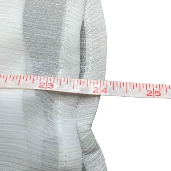 IZ Byer EUC White Black Trim Flowy Ruffle Sleeve Blouse Sz S - Picture 5 of 6